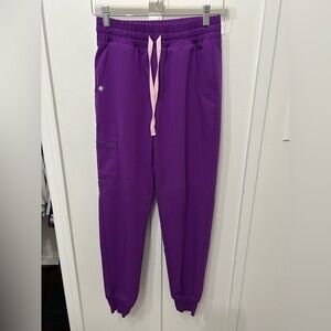 Figs Purple Jogger Pants with Pink Drawstring